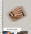 Terracotta fragment of a krater (deep bowl), Terracotta, Etruscan, Faliscan