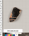 Terracotta fragment of a closed shape, Terracotta, Etruscan