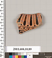 Terracotta fragment of a closed shape, Terracotta, Etruscan