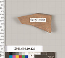 Terracotta fragment of a closed shape, Terracotta, Etruscan