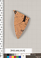 Terracotta fragment of a closed shape, Terracotta, Etruscan