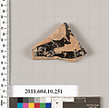 Terracotta fragment from a skyphos (deep drinking cup), Terracotta, Etruscan