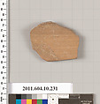 Terracotta fragment of a closed shape, Terracotta, Etruscan