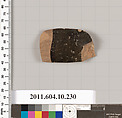 Terracotta fragment of a closed shape, Terracotta, Etruscan