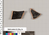 Terracotta fragments of an open shape (deep drinking cup), Terracotta, Greek, South Italian, Gnathian