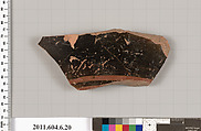 Terracotta fragment of a closed shape, Terracotta, Greek, Attic