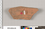 Terracotta fragment of a closed shape, Terracotta, Greek, Attic