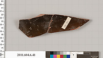 Terracotta fragment of a closed shape, Terracotta, Greek, Attic
