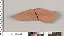 Terracotta fragment of a closed shape, Terracotta, Greek, Attic