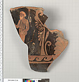 Terracotta fragment of a bell-krater (deep bowl), Terracotta, Greek, South Italian, Paestan