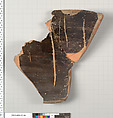 Terracotta fragment of a bell-krater (deep bowl), Terracotta, Greek, South Italian, Paestan