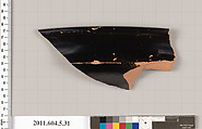 Terracotta rim fragment of a kylix (drinking cup), Terracotta, Greek, Attic