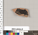 Terracotta rim fragment of an open shape, Terracotta, Greek, Attic