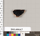 Terracotta rim fragment of an open shape, Terracotta, Greek, Attic