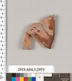 Terracotta fragment of a closed shape, Terracotta, Greek, Attic
