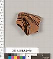 Terracotta fragment of plate, Terracotta, Greek, Attic