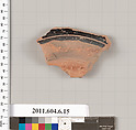 Terracotta fragment of an open shape, Terracotta, Greek, Attic