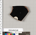 Terracotta rim fragment of a kylix (drinking cup), Terracotta, Greek, Attic
