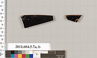 Terracotta rim fragments of a kylix (drinking cup), Terracotta, Greek, Attic