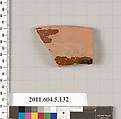 Terracotta rim fragment of a stemless kylix (drinking cup)?, Terracotta, Greek, Attic