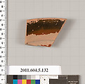 Terracotta rim fragment of a stemless kylix (drinking cup)?, Terracotta, Greek, Attic