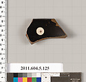 Terracotta rim fragment of a stemless kylix (drinking cup)?, Terracotta, Greek, Attic