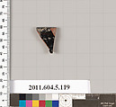 Terracotta rim fragment of a stemless kylix (drinking cup)?, Terracotta, Greek, Attic