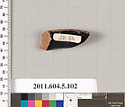 Terracotta fragment of a stemless kylix (drinking cup)?, Terracotta, Greek, Attic