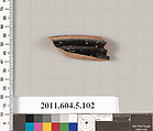 Terracotta fragment of a stemless kylix (drinking cup)?, Terracotta, Greek, Attic