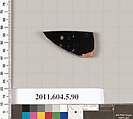 Terracotta rim fragment of a kylix (drinking cup), Terracotta, Greek, Attic