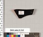 Terracotta fragment of a kylix (drinking cup), Terracotta, Greek, Attic