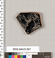 Terracotta fragment of a kylix (drinking cup), Terracotta, Greek, Attic