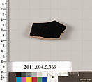 Terracotta fragment of a kylix (drinking cup), Terracotta, Greek, Attic