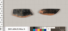 Terracotta rim fragments of kylikes (drinking cups), Terracotta, Greek, Attic