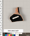 Terracotta fragment of a kylix (drinking cup), Terracotta, Greek, Attic