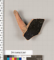 Terracotta rim fragment of a kylix (drinking cup), Terracotta, Greek, Attic