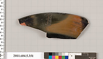 Terracotta rim fragment of a kylix (drinking cup), Terracotta, Greek, Attic