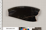 Terracotta rim fragment of a kylix (drinking cup), Terracotta, Greek, Attic