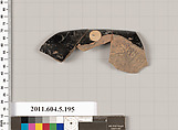 Terracotta rim fragment of a kylix (drinking cup), Terracotta, Greek, Attic
