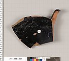 Terracotta rim fragment of a kylix (drinking cup), Terracotta, Greek, Attic