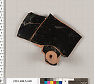 Terracotta fragment of a kylix (drinking cup), Terracotta, Greek, Attic