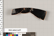 Terracotta rim fragment of a kylix (drinking cup), Terracotta, Greek, Attic