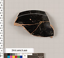 Terracotta rim fragment of a stemless kylix (drinking cup)?, Terracotta, Greek, Attic