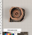 Terracotta fragment of a kylix (drinking cup), Terracotta, Greek, Attic