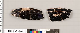 Terracotta rim fragments of a stemless kylix (drinking cup)?, Terracotta, Greek, Attic