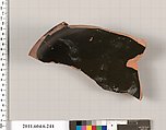 Terracotta fragment of a bowl, Terracotta, Greek, Attic