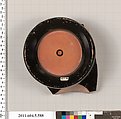 Terracotta fragment of a stemless kylix (drinking cup), Terracotta, Greek, Attic
