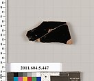 Terracotta fragment of a kylix (drinking cup), Terracotta, Greek, Attic