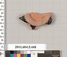 Terracotta fragment of a kylix (drinking cup), Terracotta, Greek, Attic
