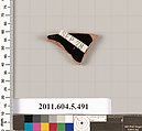 Terracotta fragment of a kylix (drinking cup), Terracotta, Greek, Attic